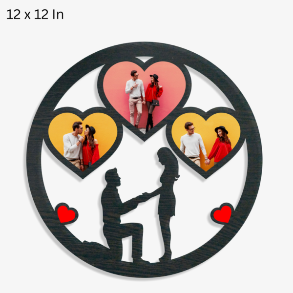 3 Heart Round Couple Photo Frame