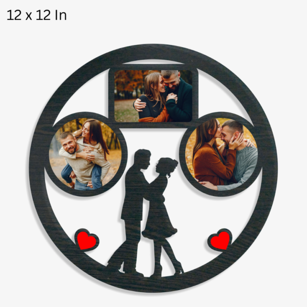 2 Round 1 Square Round Couple Photo Frame