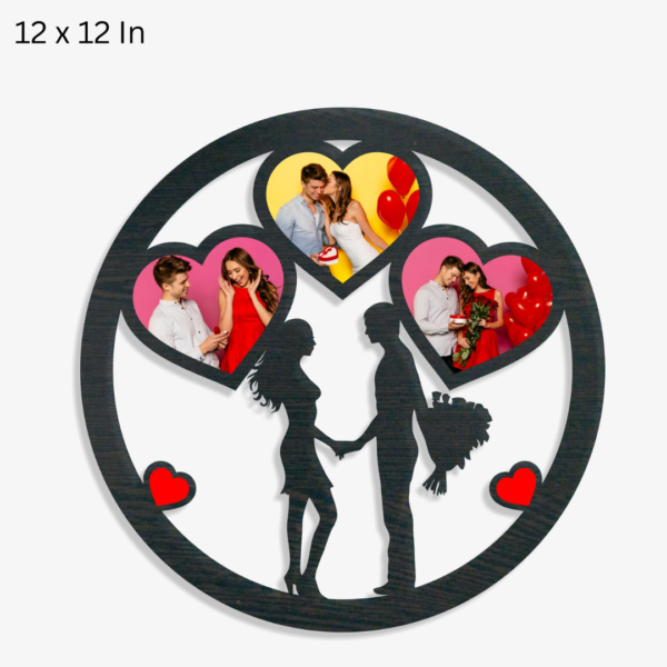 3 Heart Round Couple Photo Frame