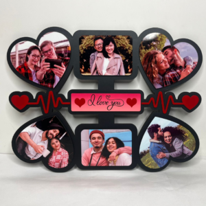6 Photos Sublimation Heart Beat I Love U Frame Wall Hanging