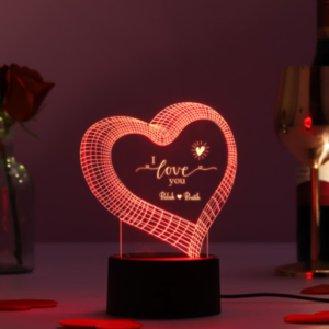 Led 3D Engraving Single Heart Stand Frame