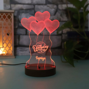 Led 3D Engraving 4 Heart Single Name Stand Frame